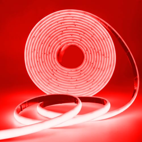 Wisada 24V COB Neon Streifen 3m, 320LEDs/m Superhell Flexibler Rot COB Neon LED Band, Außen Wasserdichte IP68 Selbstklebendes Band, rot/weiss 2-adrig LED Lichterketten für Terrasse, Weihnachten von Wisada