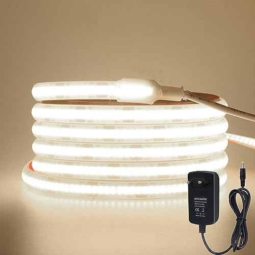 Wisada 6M COB LED Streifen, 12V 320LEDs/m Superhell Flexibler LED Lichtband CRI≥85 Kaltweiß COB LED Band, Wasserdichte IP68 LED Lichterketten mit Netzteil für Aquarium und Schrankbeleuchtung Wisada 6M COB LED Streifen, 12V 320LEDs/m Superhell Flexibler LED Lichtband CRI≥85 Kaltweiß COB LED Band, Wasserdichte IP68 LED Lichterketten mit Netzteil für Aquarium und Schrankbeleuchtung von Wisada