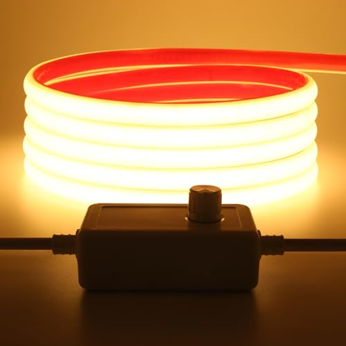 Wisada AC220-240V Dimmbar COB Neon LED Band 5M,Wasserdicht IP65 Naturweiß Neon LED Leuchtband Selbstklebend, 288LEDs/m Superhell FCOB Streifen(Schnitt alle 50cm) Flexible LED Strip für Weihnachten von Wisada