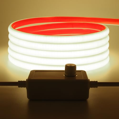Wisada AC220-240V Dimmbar COB Neon LED Band 8M,Wasserdicht IP65 Kaltweiß Neon LED Leuchtband Selbstklebend, 288LEDs/m Superhell FCOB Streifen(Schnitt alle 50cm) Flexible LED Strip für Weihnachten von Wisada