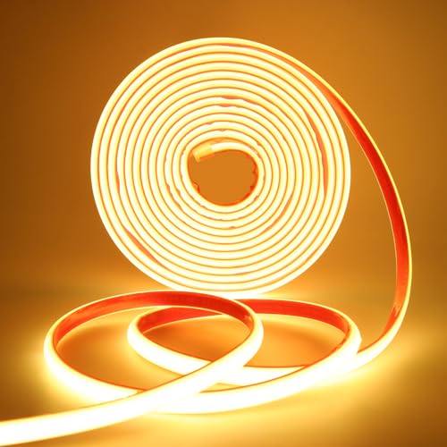 Wisada AC220-240V Neon LED Streifen Selbstklebend, 0.5M 288LEDs/m Superhell Flexible FCOB LED Leuchtband (Schnitt alle 50cm), IP65 Warmweiß COB LED Band mit Stromkabel für Weihnachten, Party-Deko von Wisada