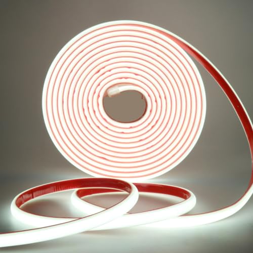 Wisada AC220-240V Neon LED Streifen Selbstklebend, 4M 288LEDs/m Superhell Flexible FCOB LED Leuchtband (Schnitt alle 50cm), IP65 Kaltweiß COB LED Band mit Stromkabel für Weihnachten, Party-Deko von Wisada