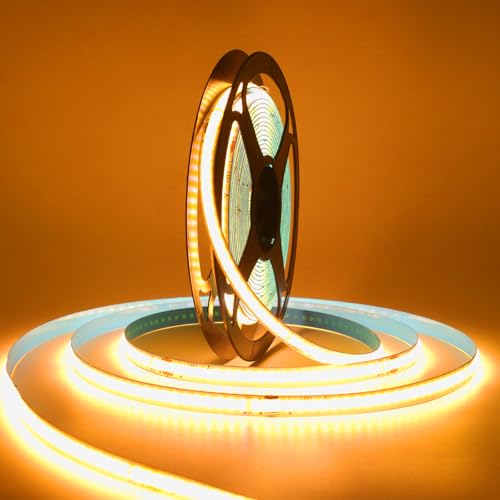 Wisada Anschluss 220-240V LED Band Selbstklebend, 240LEDs/M FCOB LED Streifen, Schnitt alle 10cm，Superhell Flexibler COB Lichtband für Weihnachten, Innendekoration und Beleuchtung(15m, Gelb) von Wisada