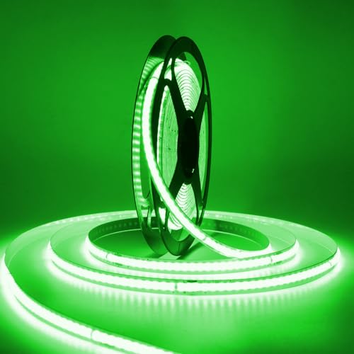 Wisada Anschluss 220-240V LED Band Selbstklebend, 240LEDs/M FCOB LED Streifen, Schnitt alle 10cm，Superhell Flexibler COB Lichtband für Weihnachten, Innendekoration und Beleuchtung(15m, Grün) von Wisada