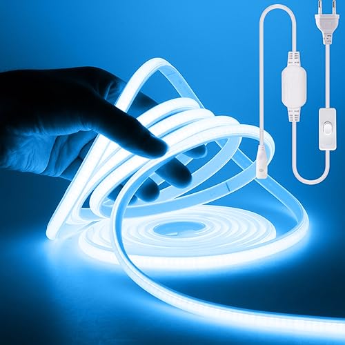 Wisada COB LED Band 25m, 220V 288 LEDs/m Superhell Eisblau FCOB Neon LED Streifen, Hohe Dichte Flexibler LED Lichtband, Wasserdicht Silikon LED Neonlicht mit Schaltstecker für Architekturbeleuchtung Wisada COB LED Band 25m, 220V 288 LEDs/m Superhell Eisblau FCOB Neon LED Streifen, Hohe Dichte Flexibler LED Lichtband, Wasserdicht Silikon LED Neonlicht mit Schaltstecker für Architekturbeleuchtung von Wisada