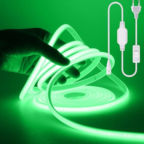 Wisada COB LED Band 7m, 220V 288 LEDs/m Superhell Grün FCOB Neon LED Streifen, Hohe Dichte Flexibler LED Lichtband, Wasserdicht Silikon LED Neonlicht mit Schaltstecker für Architekturbeleuchtung Wisada COB LED Band 7m, 220V 288 LEDs/m Superhell Grün FCOB Neon LED Streifen, Hohe Dichte Flexibler LED Lichtband, Wasserdicht Silikon LED Neonlicht mit Schaltstecker für Architekturbeleuchtung von Wisada