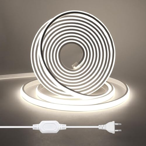 Wisada COB LED Streifen 10M, 220V Kaltweiß 6000K CRI≥90 Helligkeit Hohe Neon LED Band, Lumineszenz Linear Hohe Dichte 288LEDs/M Wasserdichte LED Lichter für Schrank Wohnzimmer Schlafzimmer,Weihnachten von Wisada