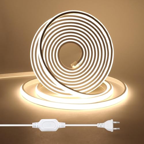 Wisada COB LED Streifen 10M,220V Naturweiß 4000K CRI≥90 Helligkeit Hohe Neon LED Band, Lumineszenz Linear Hohe Dichte 288LEDs/M Wasserdichte LED Lichter für Schrank Wohnzimmer Schlafzimmer,Weihnachten von Wisada