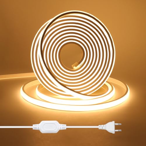 Wisada COB LED Streifen 1M, 220V Warmweiß 3000K CRI≥90 Helligkeit Hohe Neon LED Band, Lumineszenz Linear Hohe Dichte 288LEDs/M Wasserdichte LED Lichter für Schrank Wohnzimmer Schlafzimmer, Weihnachten von Wisada