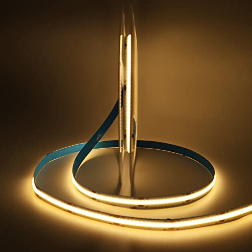 Wisada COB Streifen 2M, DC 12V 384 LEDs/m Flexibler LED Lichtband,Innenbereich Nicht Wasserdichte 3000K Warmweiss LED Band Lichterketten für Schlafzimmer Hausschrank TV Spiegel DIY Beleuchtung von Wisada