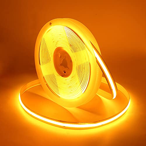 Wisada COB LED Streifen 2m, DC 5V 320 LEDs/m Dimmbar Flexibler LED Lichtband, Innenbereich Nicht Wasserdichte Golden COB LED Band Lichterketten mit Löten Sie Weiß Touch Dimmer für Schrankbeleuchtung von Wisada