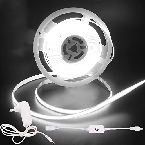 Wisada COB LED Streifen 3m, DC12V 320 LEDs/m Dimmbar Flexibler LED Lichtband, Innenbereich Nicht Wasserdichte Kaltes Weiß COB LED Band Lichterketten mit Berühren Dimmer & Netzteil für Hausschrank Wisada COB LED Streifen 3m, DC12V 320 LEDs/m Dimmbar Flexibler LED Lichtband, Innenbereich Nicht Wasserdichte Kaltes Weiß COB LED Band Lichterketten mit Berühren Dimmer & Netzteil für Hausschrank von Wisada