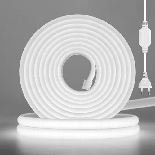 Wisada COB Neon LED Streifen, AC220-240V 288LEDs/m Superhell Flexible FCOB LED Leuchtband (Schnitt alle 50cm), COB LED Band mit Stromkabel für Weihnachten, Party Heim DIY Deko (Kaltweiß, 15M) von Wisada