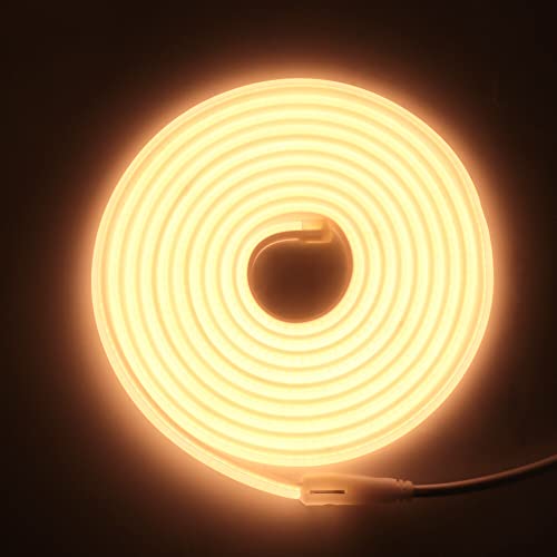 Wisada COB Neon LED Streifen 25m,220V 288 LEDs/m FCOB LED Band,Hohe Dichte Flexibler Superhell Warmweiß COB Neon LED Lichtband,Wasserdicht Silikon LED Neonlicht für Schlafzimmer Architekturbeleuchtung von Wisada