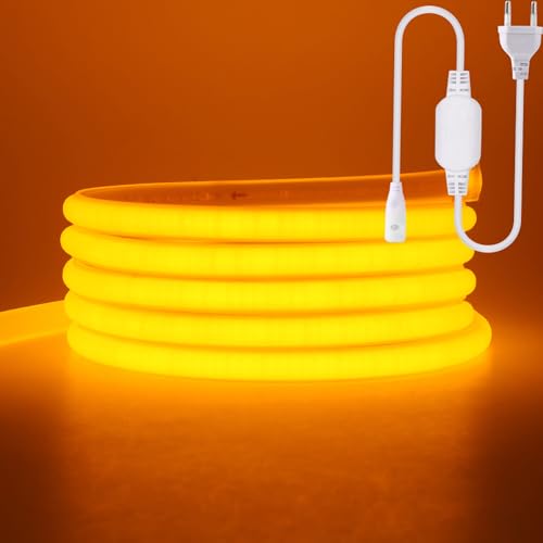 Wisada COB Neon LED Streifen 2m,220V 288 LEDs/m FCOB LED Band, Hohe Dichte Flexibler Superhell Gelb Neon LED Lichtband,Wasserdicht Silikon LED Neonlicht für Schlafzimmer Architekturbeleuchtung von Wisada