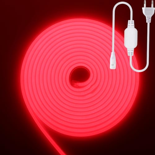 Wisada COB Neon LED Streifen 2m, 220V 288 LEDs/m FCOB Band, Hohe Dichte Flexibler Superhell Rot Neonlicht, Wasserdicht Silikon Lichtband für Schlafzimmer Architekturbeleuchtung von Wisada
