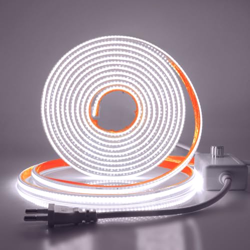 Wisada Dimmbar COB LED Band Selbstklebend, 220V 0.5M 288LEDs/M Superhell Kaltweiß FCOB LED Streifen, Flexibler COB LED Lichtband für Weihnachten, Urlaub, Innendekoration und Beleuchtung von Wisada