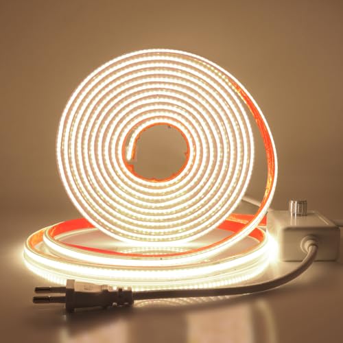 Wisada Dimmbar COB LED Band Selbstklebend, 220V 23M 288LEDs/M Superhell Naturweiß FCOB LED Streifen, Flexibler COB LED Lichtband für Weihnachten, Urlaub, Innendekoration und Beleuchtung von Wisada