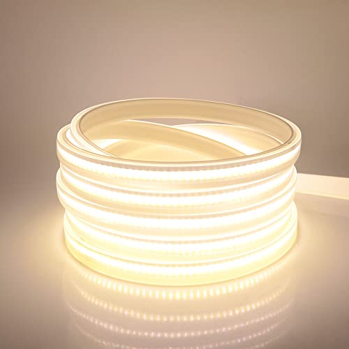 Wisada Dimmbar COB LED Streifen 20m,220V 288 LEDs/m FCOB Naturweiß 4000K LED Band CRI>85,Hohe Dichte Flexibler Wasserdichte Superhell COB LED Lichtband mit Dimmer für Schlafzimmer, Schrankbeleuchtung von Wisada