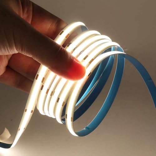 Wisada Dimmbar COB LED Streifen 3m, 12V 320LEDs/m Flexibler LED Lichtband, Innenbereich Nicht Wasserdichte Naturweiß COB LED Band Lichterketten mit Berühren Dimmer & Netzteil für Weihnachten von Wisada