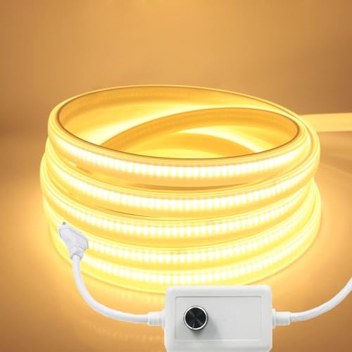 Wisada Dimmbar COB LED Streifen 4M, 220V 288LEDs/m FCOB Warmweiss 3000K LED Band CRI>85, Hohe Dichte Flexibler Wasserdichte Superhell COB LED Lichtband mit Dimmer für Schlafzimmer, Schrankbeleuchtung Wisada Dimmbar COB LED Streifen 4M, 220V 288LEDs/m FCOB Warmweiss 3000K LED Band CRI>85, Hohe Dichte Flexibler Wasserdichte Superhell COB LED Lichtband mit Dimmer für Schlafzimmer, Schrankbeleuchtung von Wisada