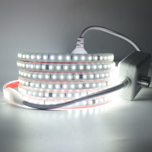 Wisada Dimmbar LED Streifen Selbstklebend, 1M 120LEDs/m 2835 SMD Flexible Superhell LED Band (Schnitt alle 10cm), Anschluss an AC220-240V Kaltweiß LED Leuchtband für Party Weihnachten Deko von Wisada