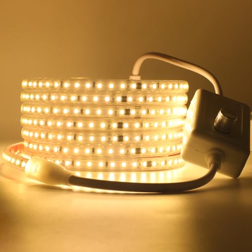Wisada Dimmbar LED Streifen Selbstklebend, 6M 120LEDs/m 2835 SMD Flexible Superhell LED Band (Schnitt alle 10cm), Anschluss an AC220-240V Warmweiß LED Leuchtband für Party Weihnachten Deko von Wisada