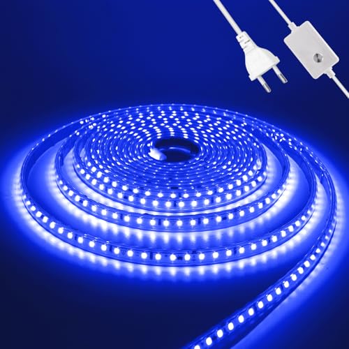 Wisada Dimmbar LED Streifen Selbstklebend, 7M 120LEDs/m 2835 SMD Flexible Superhell LED Band (Schnitt alle 10cm), Anschluss an AC220-240V Blau LED Leuchtband für Party Weihnachten Deko von Wisada