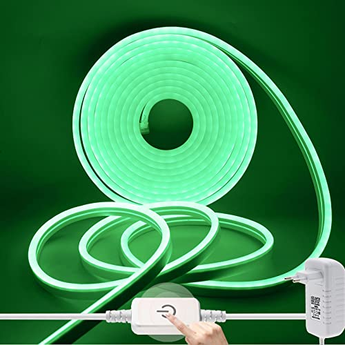 Wisada Dimmbar Neon LED Streifen 1m, 12V 2835 120LEDs/m Silikon Flexibler Neonstreifen, Grün Neon LED Lichtband mit Netzteil & Berühren Dimmer für Schlafzimmer Schrank Wisada Dimmbar Neon LED Streifen 1m, 12V 2835 120LEDs/m Silikon Flexibler Neonstreifen, Grün Neon LED Lichtband mit Netzteil & Berühren Dimmer für Schlafzimmer Schrank von Wisada