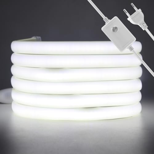 Wisada Neon LED Band 14M, AC220-240V 288LEDs/m Superhell Flexible FCOB LED Leuchtband(Schnitt alle 50cm), Dimmbar Kaltweiß COB Streifen für Weihnachten Party Heim DIY Deko von Wisada