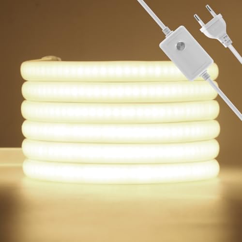 Wisada Neon LED Band 20M, AC220-240V 288LEDs/m Superhell Flexible FCOB LED Leuchtband(Schnitt alle 50cm), Dimmbar Naturweiß COB Streifen für Weihnachten Party Heim DIY Deko von Wisada