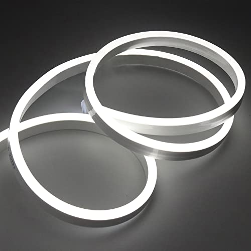 Wisada Neon LED Streifen, 5M 220V 2835 600LEDs Silikon Flexibler Neonstreifen, Wasserdicht Kaltes Weiß Neon LED Lichtband mit EU Netzstecker für Schlafzimmer, Weihnachtsfeier von Wisada