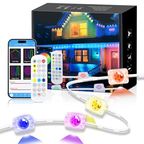 Wisada Permanente Außenbeleuchtung 60M,72LEDs Smart RGBIC Wasserdicht Trauflichter, Bluetooth Außenleuchten Lichtschläuche Outdoor LED Stripe, Mehreren Szenenmodi für Traufe Party Tägliche Deko von Wisada