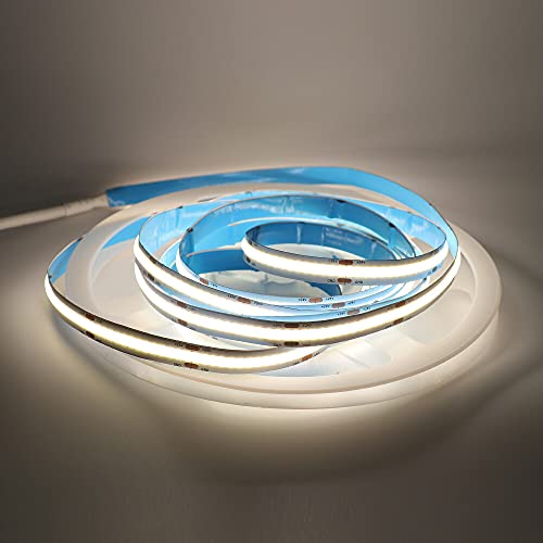 Wisada USB 5V COB Streifen, 5M 320 LEDs/m Dimmbar Flexibler LED Lichtband, Nicht Wasserdichte Natürliches Weiß LED Band Lichterketten mit Löten Sie Weiß Touch Dimmer für Schrankbeleuchtung von Wisada
