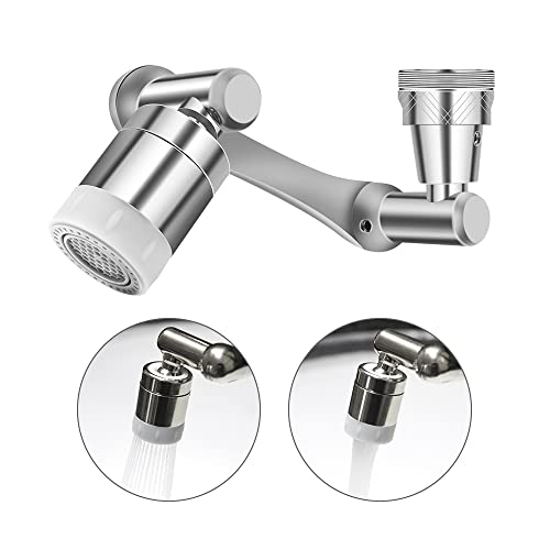 Wisada Universal Wasserhahn Strahlregler, 1440° drehbarer Wasserhahn-Sprühkopf, Wasserhahn Küche mit 2 Sprühmodus, Ausziehbar Messing Wasserhähne Aufsatz（Silber） von Wisada