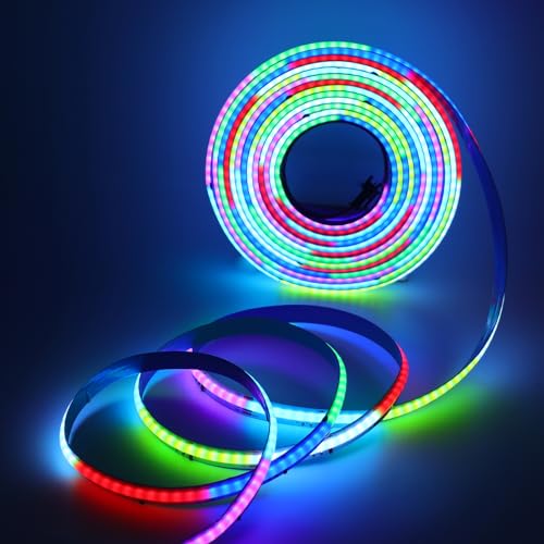 Wisada WS2811 Individuell Adressierbare Nicht-Wasserdicht COB RGB Strip Light Smart Bunte Lichtstreifen, 12V 0.5M 576LEDs/m COB LED Band Programmierbare Farbwechsel-Pixel-Lichter für Innen-Dekoration von Wisada