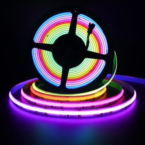 Wisada WS2811 Individuell Adressierbare Smart Bunte Lichtstreifen, 12V 10M 720LEDs/m COB LED Band Programmierbare Farbwechsel-Pixel-Lichter für Innen-Dekoration, Nicht-Wasserdicht COB RGB Strip Light von Wisada