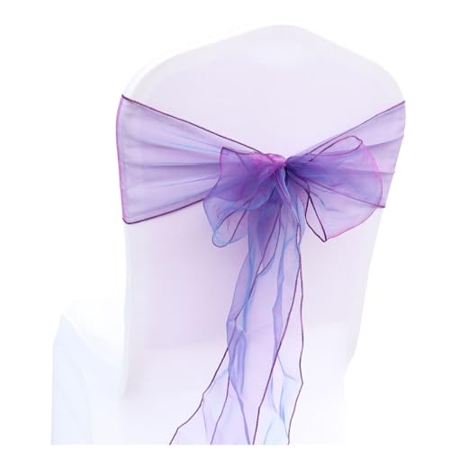 Wisafory 100 Stück Stuhlschleifen Organza Stuhl Schärpe Schleife Band Stuhlhussen Stuhl Organza Schleifenband Dekoration für Hochzeit Zeremonie Event Feier Party 18 x 275 cm Lila 1# 100 Stück von Wisafory
