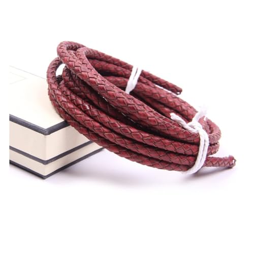 Wisafory 1M Lederschnur Rund Lederband aus echtem Leder Geflochtener Schnurseil 3-8mm Rindslederschnüre für Retro-Armbänder Halsketten Schmuckherstellung Geschenkverpackungen Rot 4mm Wisafory 1M Lederschnur Rund Lederband aus echtem Leder Geflochtener Schnurseil 3-8mm Rindslederschnüre für Retro-Armbänder Halsketten Schmuckherstellung Geschenkverpackungen Rot 4mm von Wisafory