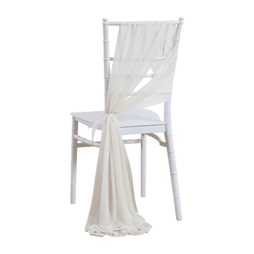 Wisafory 2 Stück Stuhl Husse Hochzeit Stuhlhussen Set Chiffon Stoff Stuhlbezug Stuhlschärpen Dekostoff Stuhl Band Stuhlhusse Dekoration für Hochzeit Zeremonie Event Party Elfenbein von Wisafory