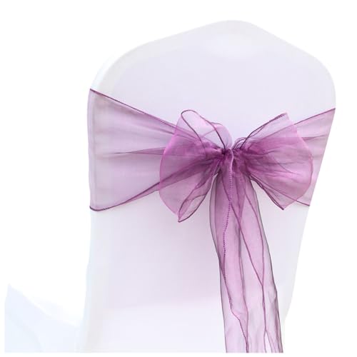 Wisafory 20 Stück Stuhlschleifen Organza Stuhl Schärpe Schleife Band Stuhlhussen Stuhl Organza Schleifenband Dekoration für Hochzeit Zeremonie Event Feier Party 18 x 275 cm Lila 20 Stück von Wisafory