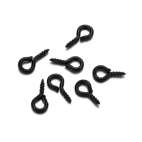 Wisafory 200 Stück Schraube Auge Stifte Schraubösen Selbstschneidende Mini Ösenschrauben Augenschraubenhaken Ringhaken für Holz Cork Top Flaschen DIY Schmuckherstellung Schwarz 4 * 8mm von Wisafory