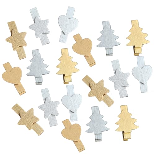 Wisafory 30 Stück Holz Wäscheklammern Holzklammern Kleine Klammern Holzwäscheklammern Zierklammern Dekoklammern Holz Bastelklammern für Weihnachten, Hochzeit, Party Gemischte Farben von Wisafory