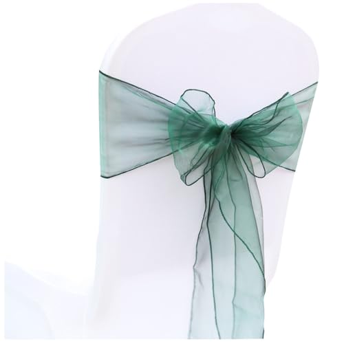 Wisafory 30 Stück Stuhlschleifen Organza Stuhl Schärpe Schleife Band Stuhlhussen Stuhl Organza Schleifenband Dekoration für Hochzeit Zeremonie Event Feier Party 18 x 275 cm Grün 5# 30 Stück von Wisafory