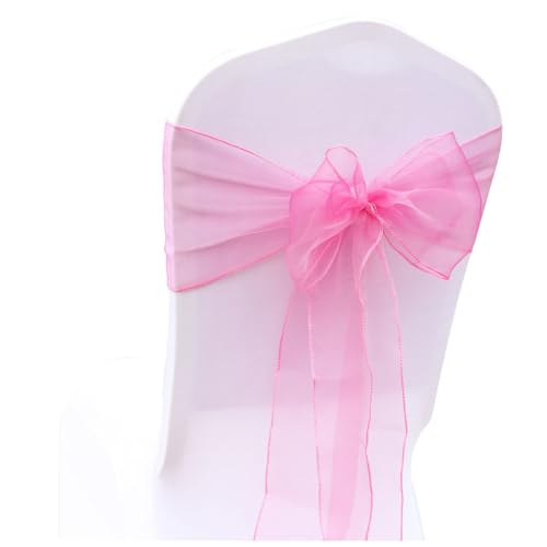 Wisafory 5 Stück Stuhlschleifen Organza Stuhl Schärpe Schleife Band Stuhlhussen Stuhl Organza Schleifenband Dekoration für Hochzeit Zeremonie Event Feier Party 18 x 275 cm Dunkelrosa 5 Stück von Wisafory