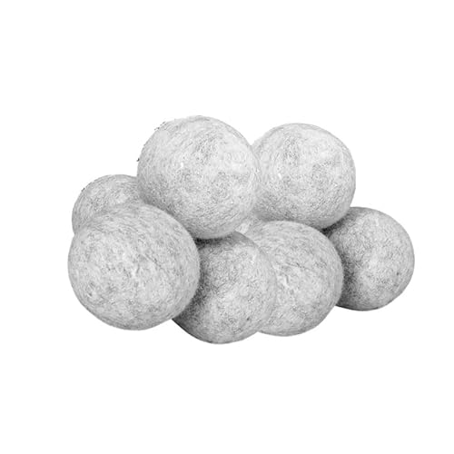 Wisafory 6 Stück Trocknerbälle Wolle Trocknerkugeln Filzbälle Daunenjacke Trocknerball Waschkugel Wiederverwendbar Natürlich Wolltrocknerbälle Dryer Balls für Wäschetrockner Hellgrau 7cm von Wisafory