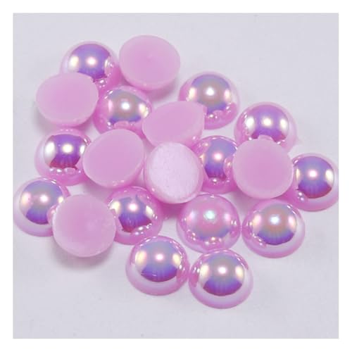 Wisafory Halbrunde Perlen Flache Rückseite Perle Halb Runde Harz Perlen Flache Böden Perlen Glanz Kunstperlen für DIY Basteln Halsketten Armbänder Schmuck Hochzeitskleider Hellviolett 8mm x 100 Stück von Wisafory