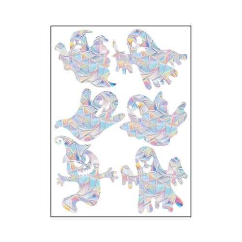 Wisafory Prisma Fensteraufkleber Suncatcher Sticker Regenbogen Folie Fenster Sonnenfänger Vogel Anti Kollisions Fenster Aufkleber für Stoppt Vögel Türfenster Halloween Gespenst- (6 Stück) von Wisafory