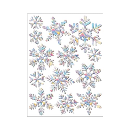 Wisafory Prisma Fensteraufkleber Suncatcher Sticker Regenbogen Folie Fenster Sonnenfänger Vogel Anti Kollisions Fenster Aufkleber für Stoppt Vögel Türfenster Schneeflocke 02 - (13 Stück) von Wisafory