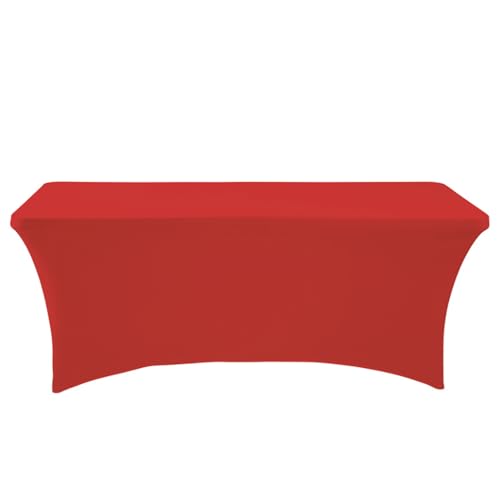 Wisafory Tischdecke Elastische Tischhussen Tischabdeckung Tischtuch Rechteckige Stretch Tischdecke Tischcover Hussen Dekoration für Hochzeit Bankett Events Party Rot 122x60x76cm von Wisafory